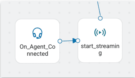 Workflow Studio example showing On_Agent_Connected connected to start_streaming