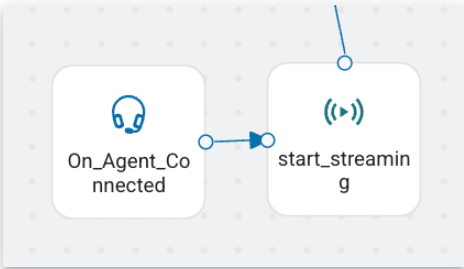 Workflow Studio example showing On_Agent_Connected connected to start_streaming