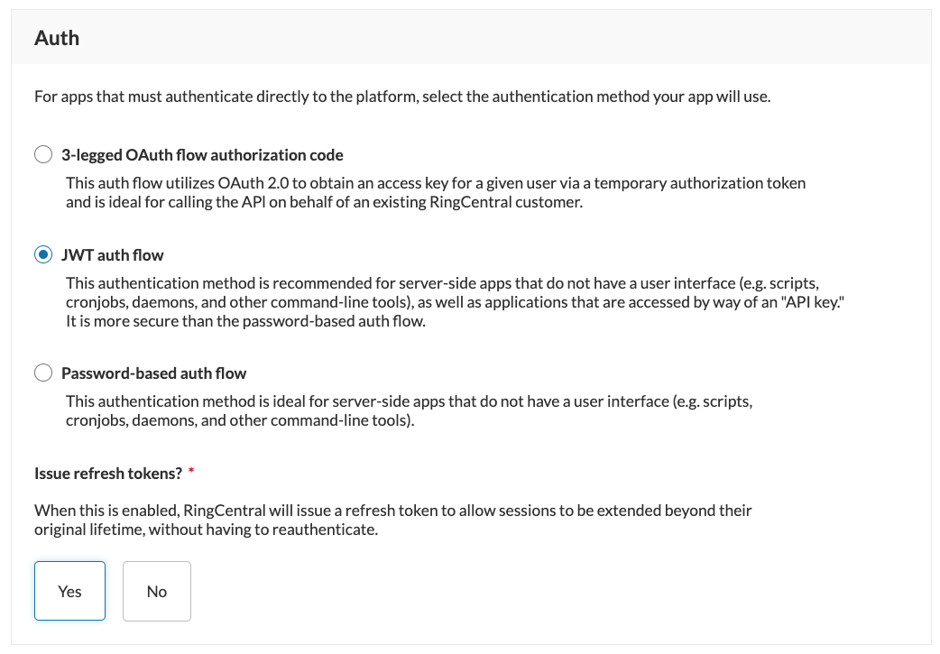 Auth config