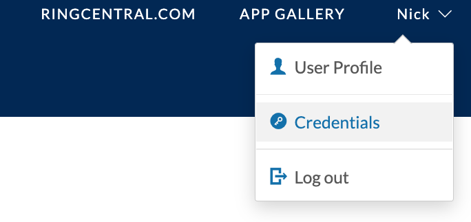 JWT credentials menu