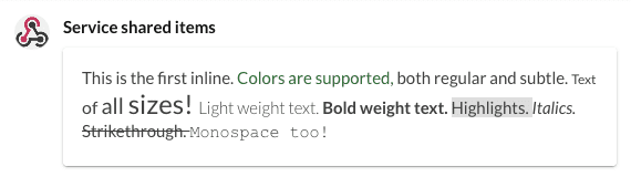 Basic rich text screenshot